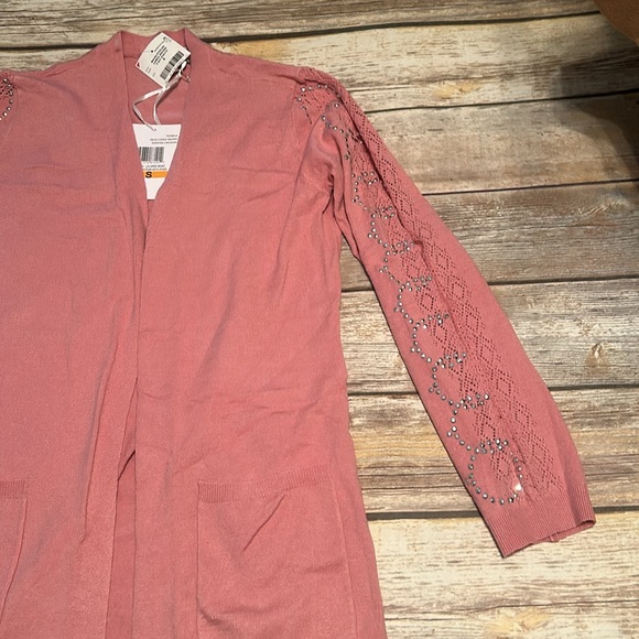 Carolyn Taylor Perlan - L/S Open Front Luxe Cardigan With Studs - Picture 3 of 8